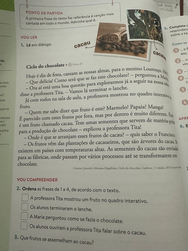 Uma "aula com sabor a chocolate"